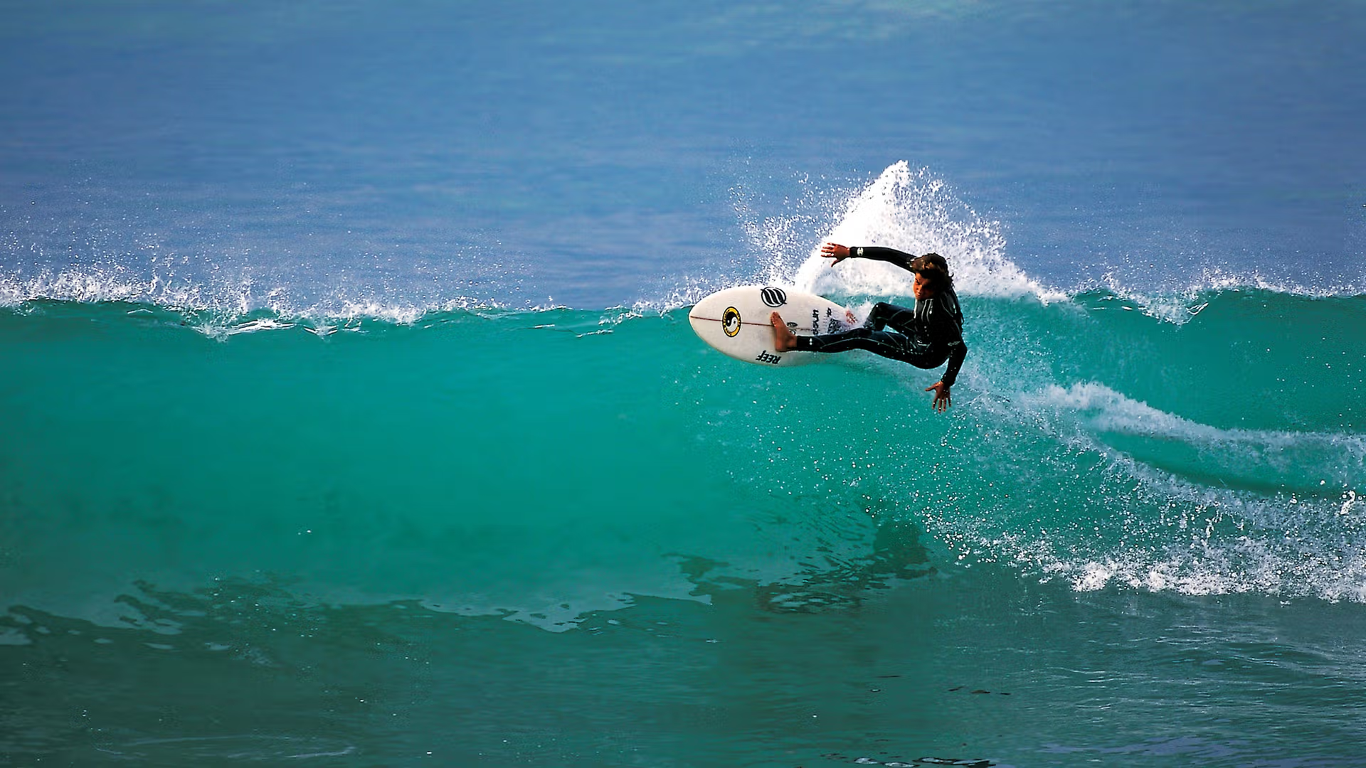 Taghazout, Morocco surfer in a wave. 