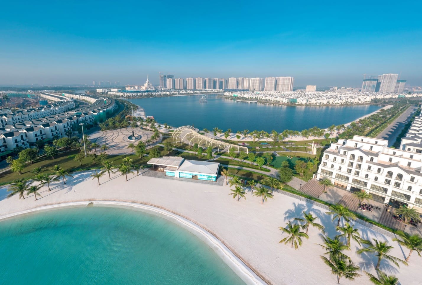 View of beach resorts in Ocean City, Maryland.