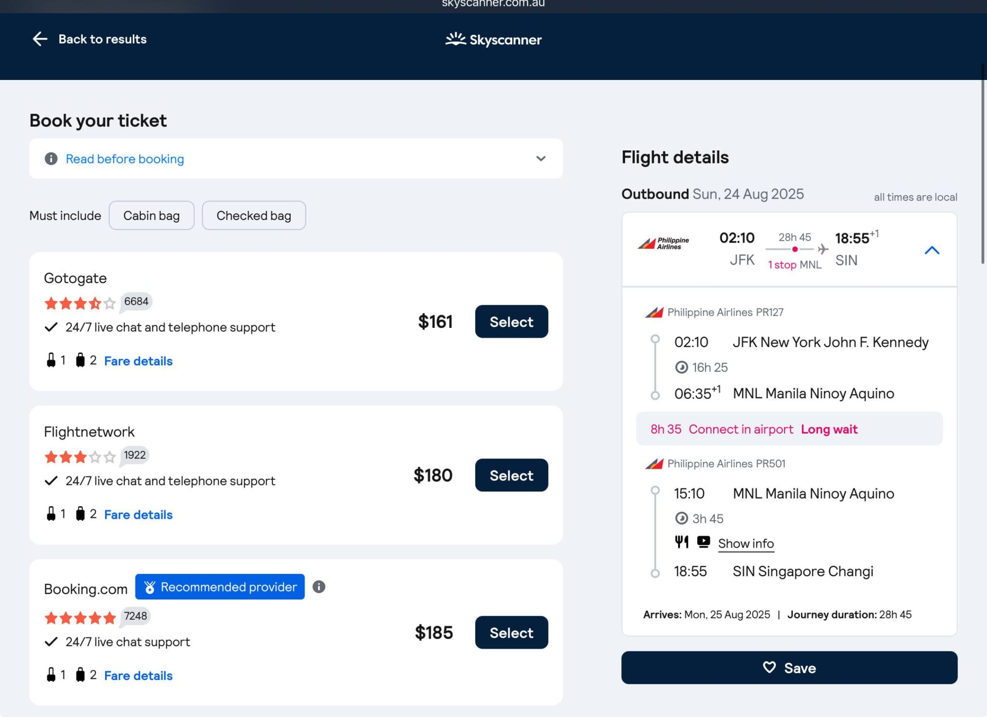 Recent Mistake Fares Alert: JFK to Singapore $161