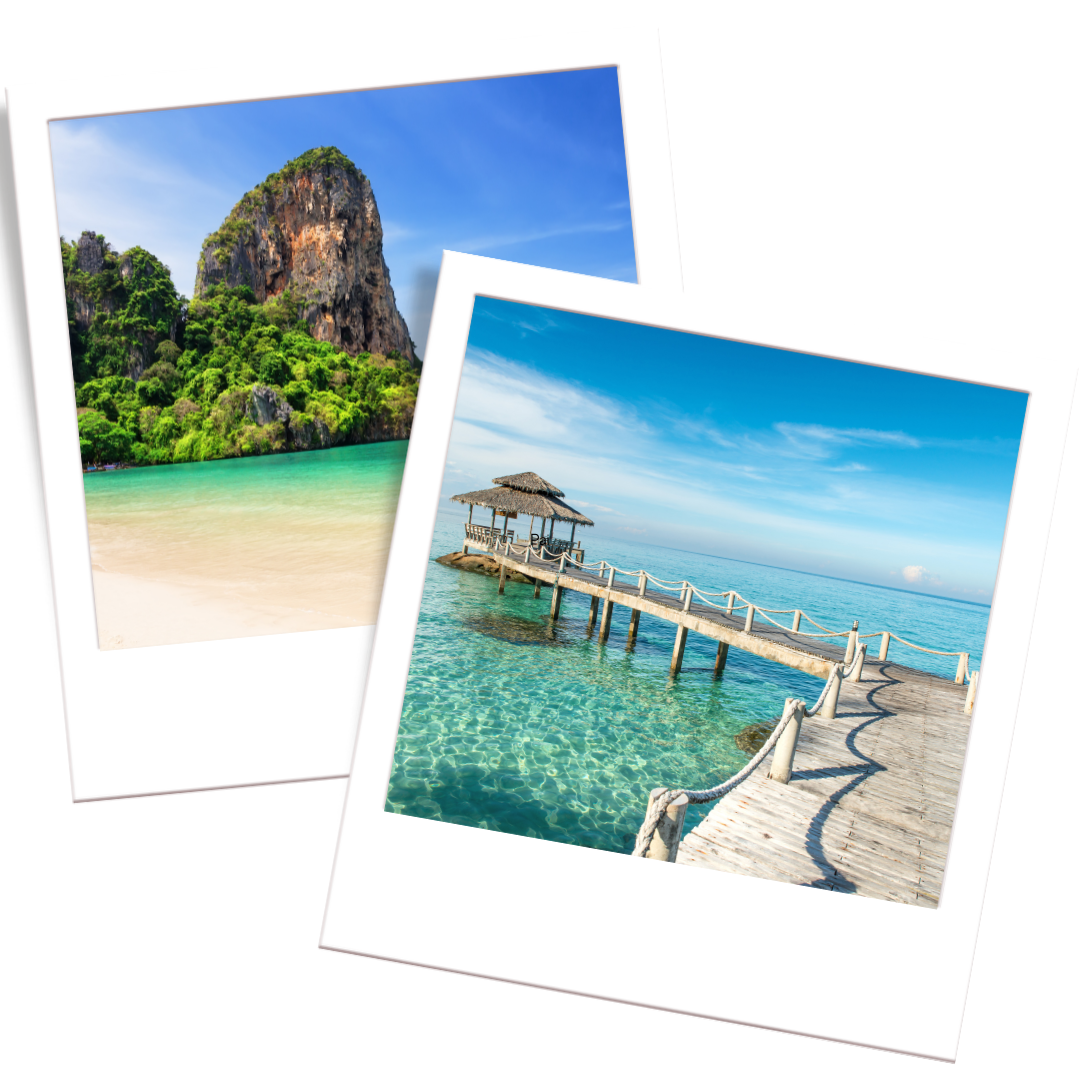 Phuket pier and clear blue waters.
