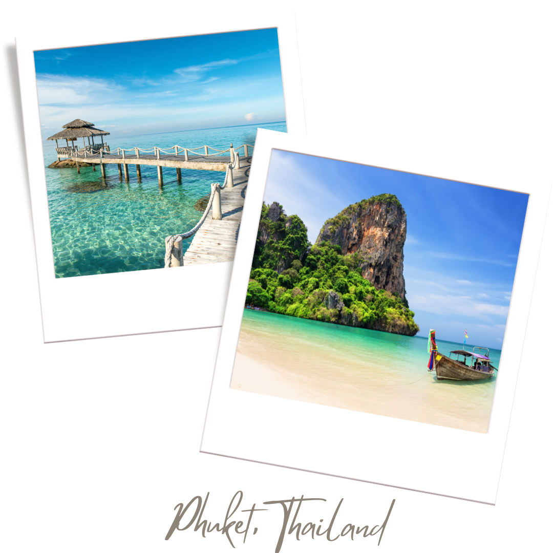 Longtail boat in Phuket, and a wooden pier.