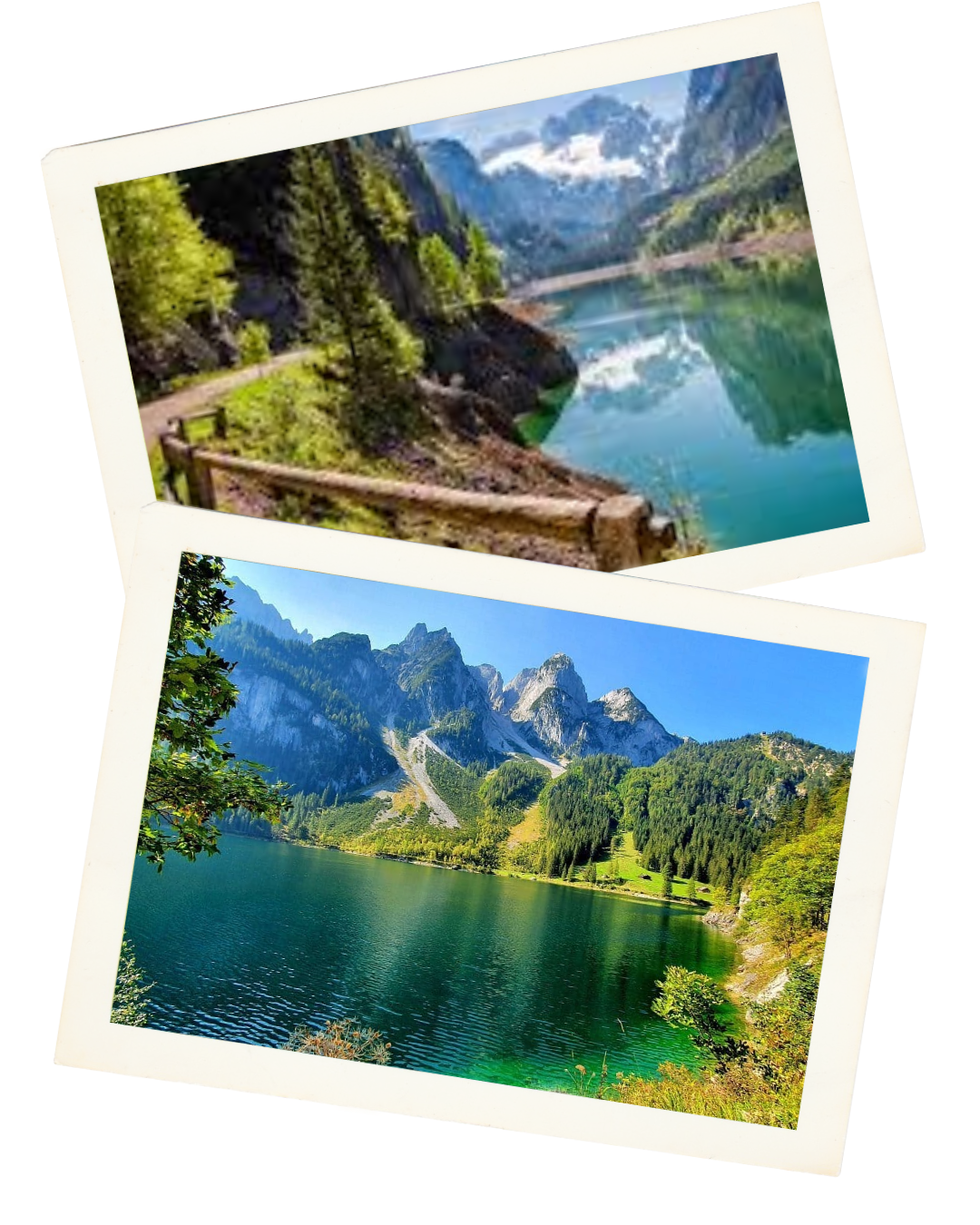 Gosau Village on a lake in Austria with mountains surrounding it.