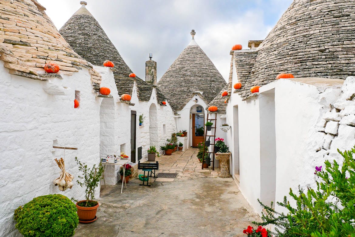 Weird looking houses in Alberobello Village in Italy