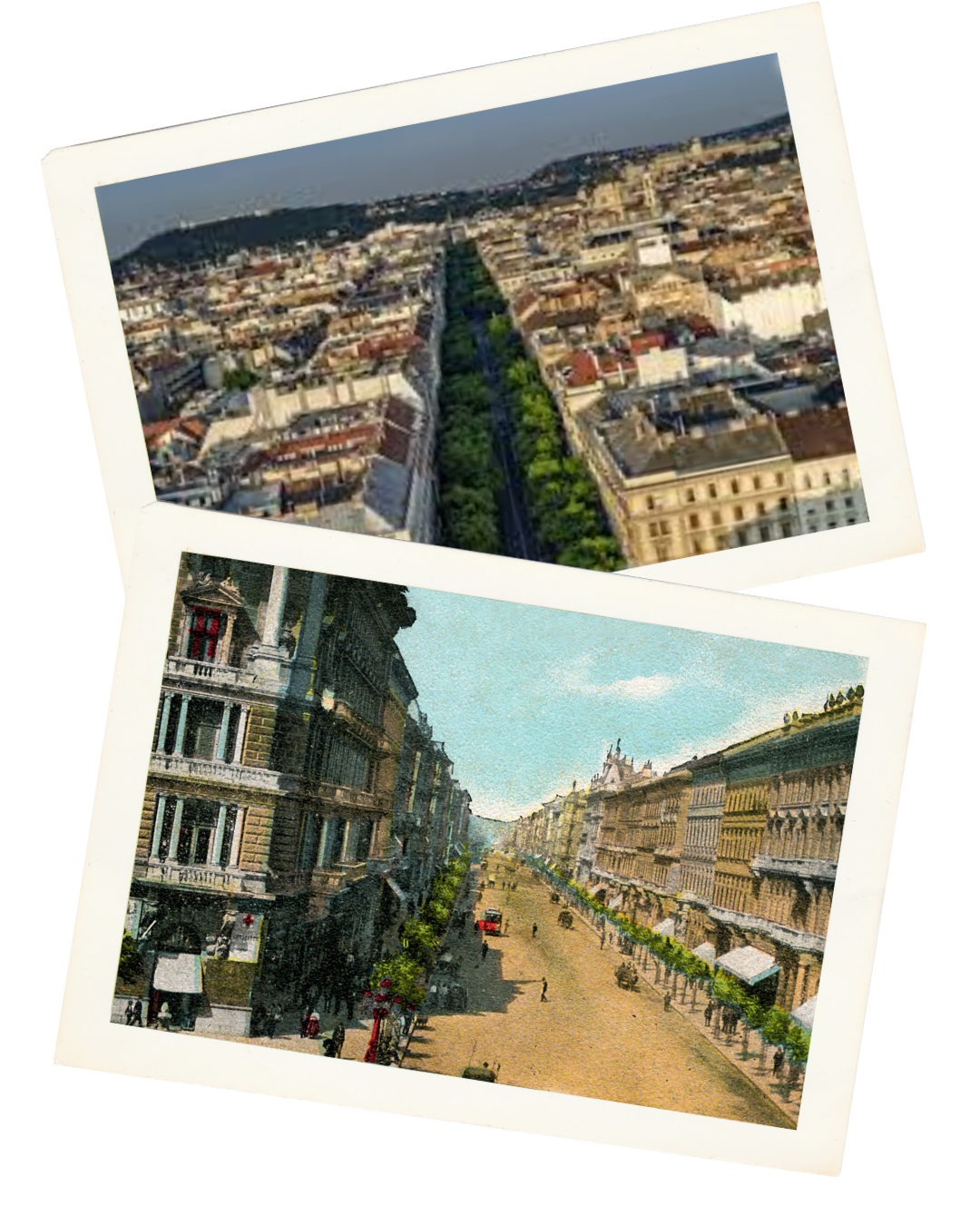 Two photos of Andrássy Avenue in Budapest