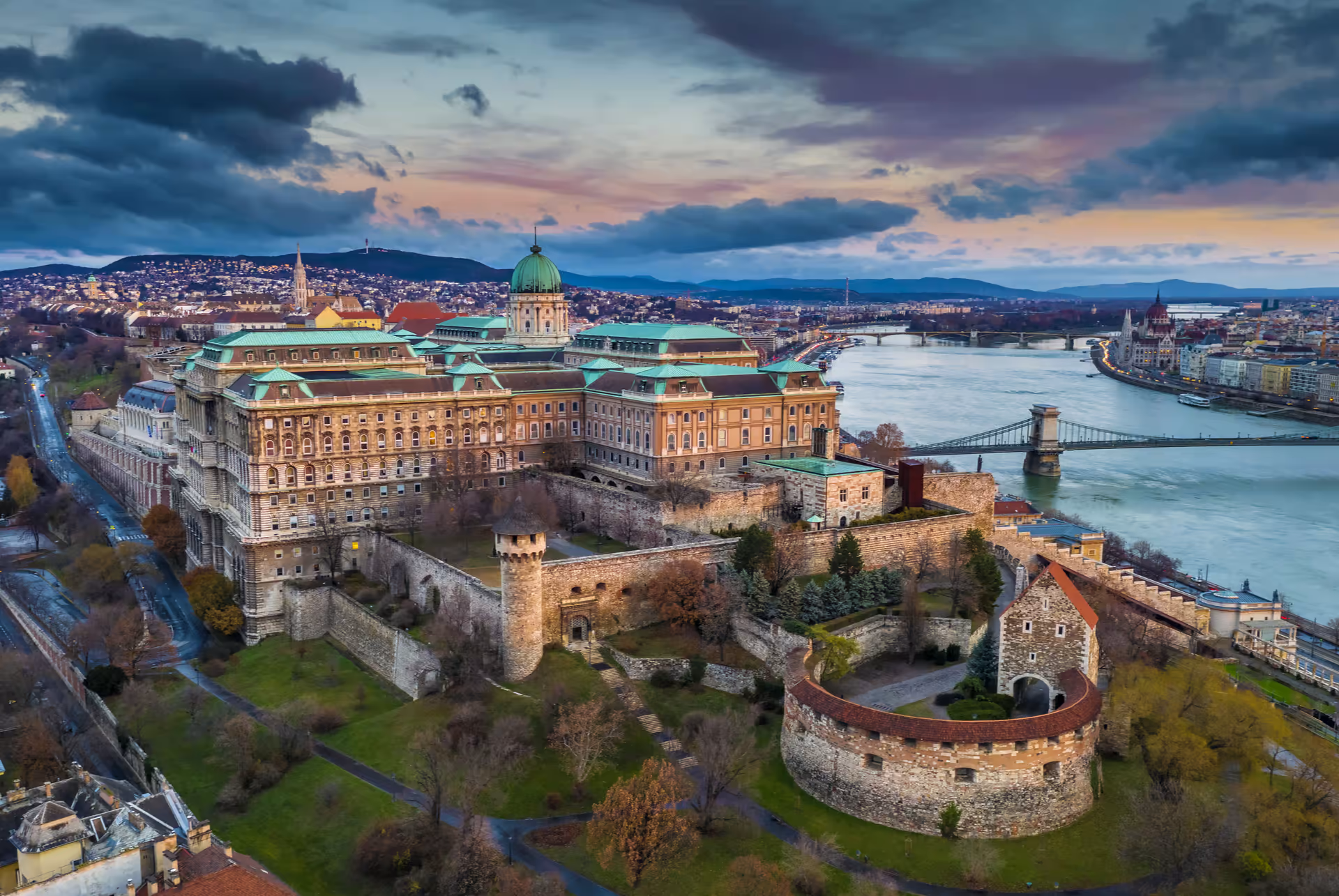 Ariel view of Buda Castle District & Castle Courtyards