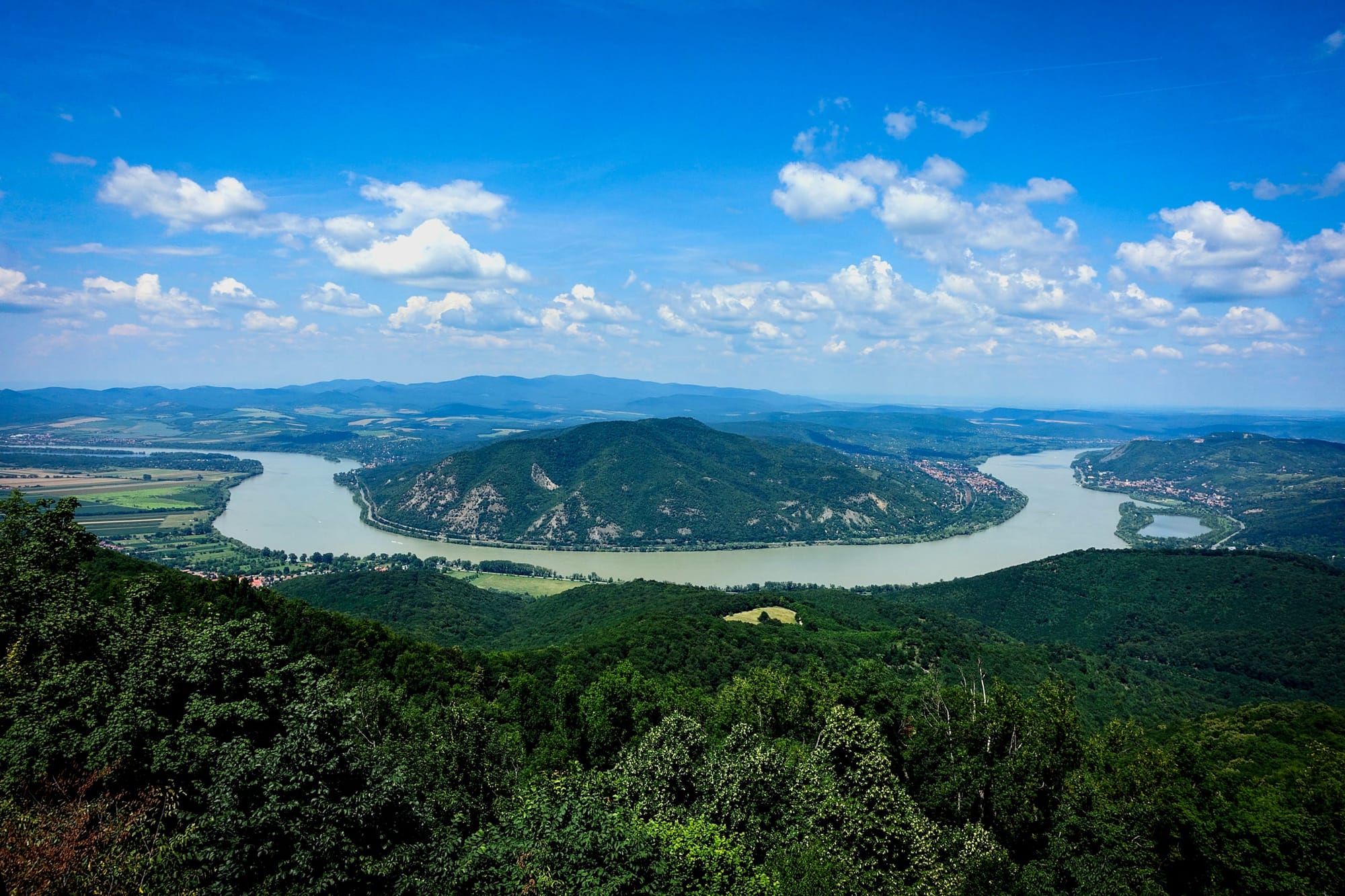 Ariel view of Danube River And The Danube Bend