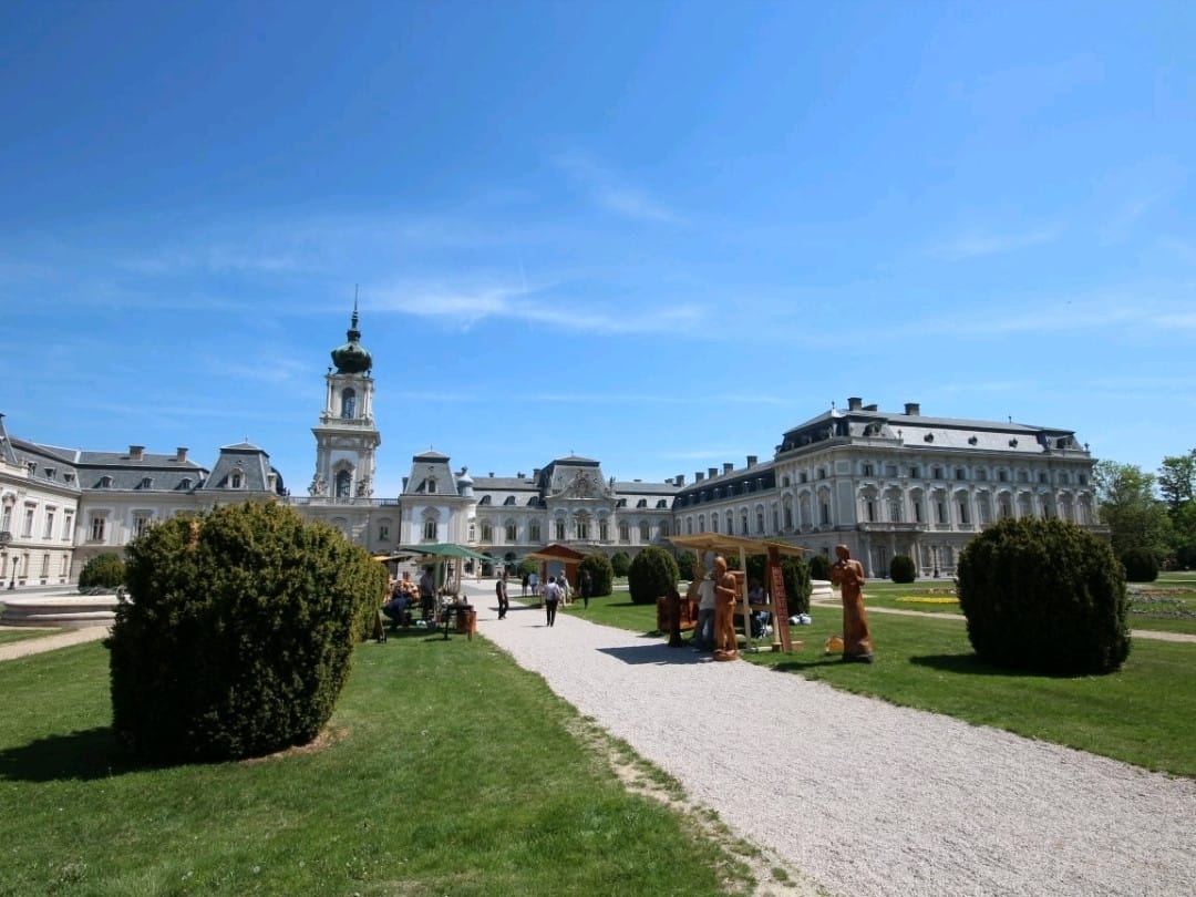 The sidewalk leading to the courtyard and entrance of Festetics Palace, Keszthely