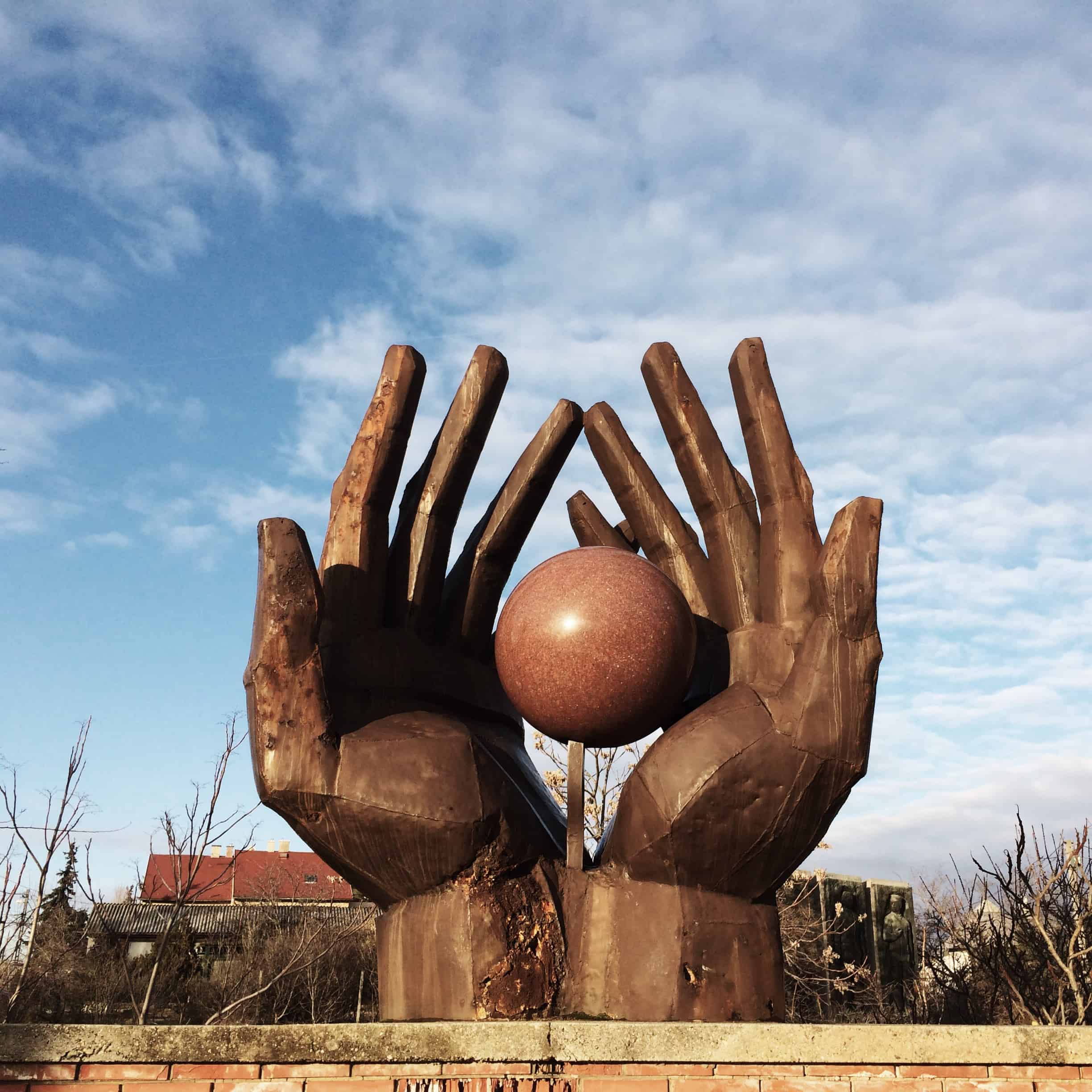Hand sculptures at Memento Park in Memento Park