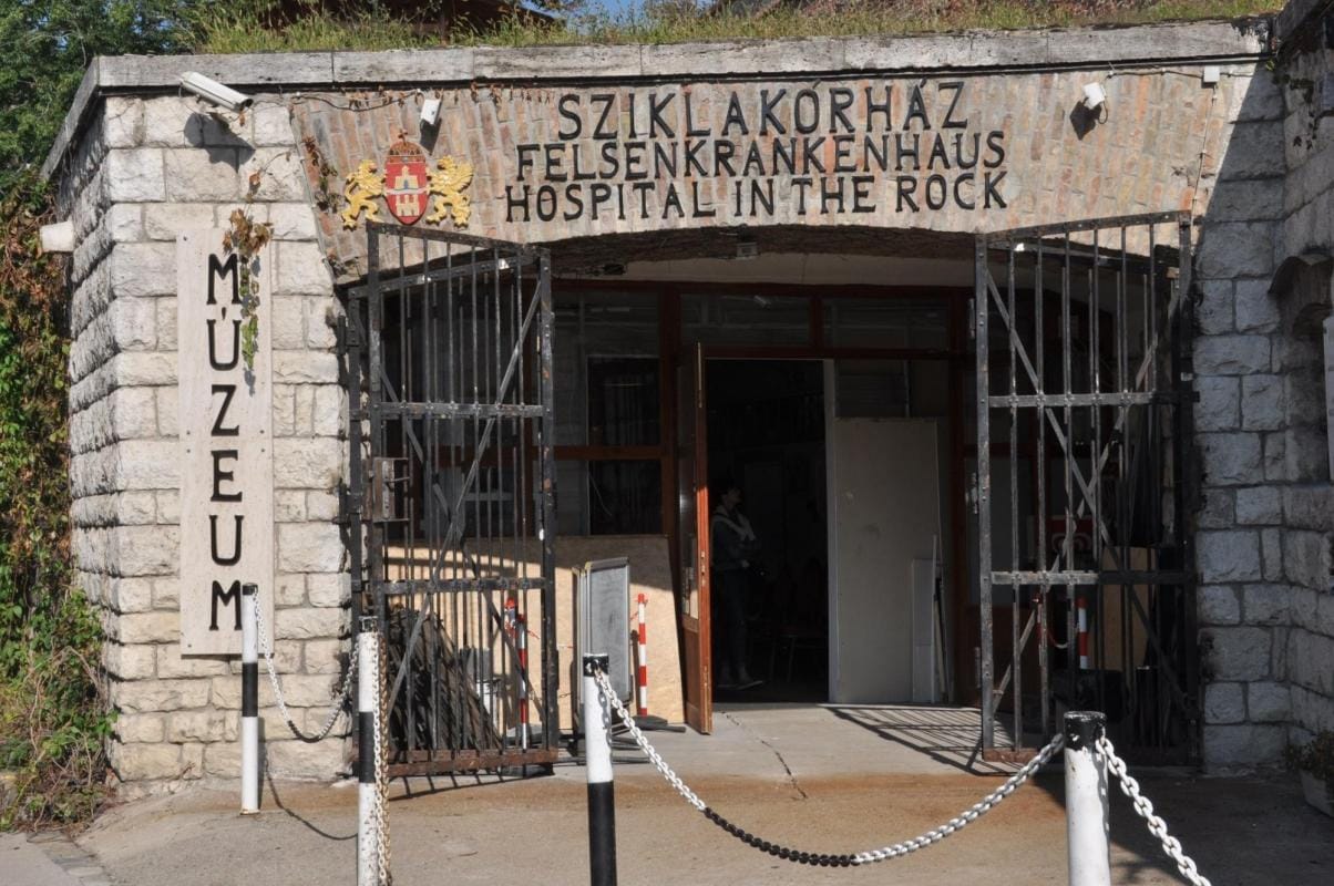 Entrance to the Hospital In The Rock Nuclear Bunker Museum in Budapest