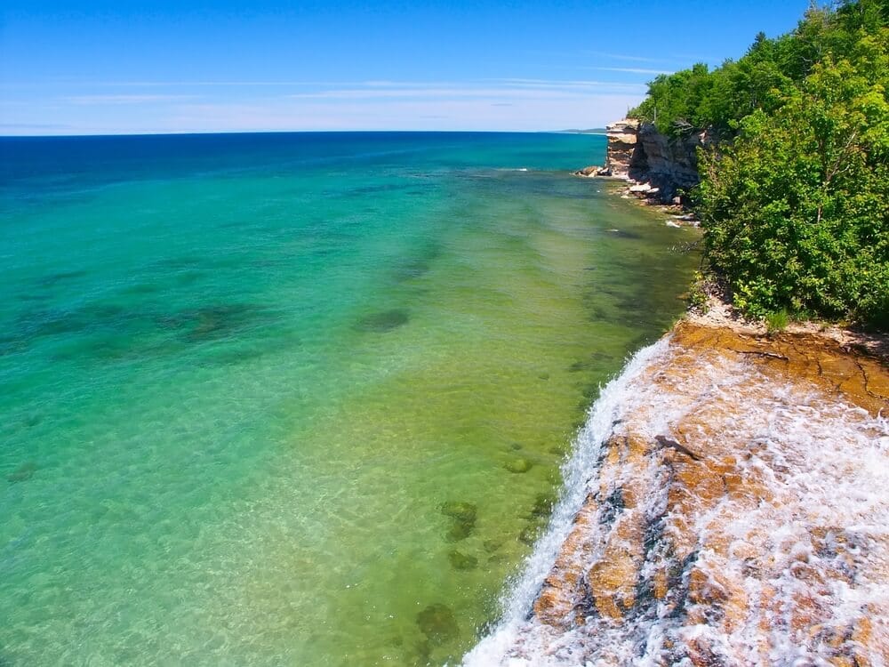 Overlooking the clear blue waters of Lake Superior.