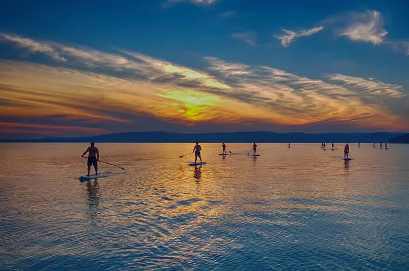 Paddleboarding at Balaton lake