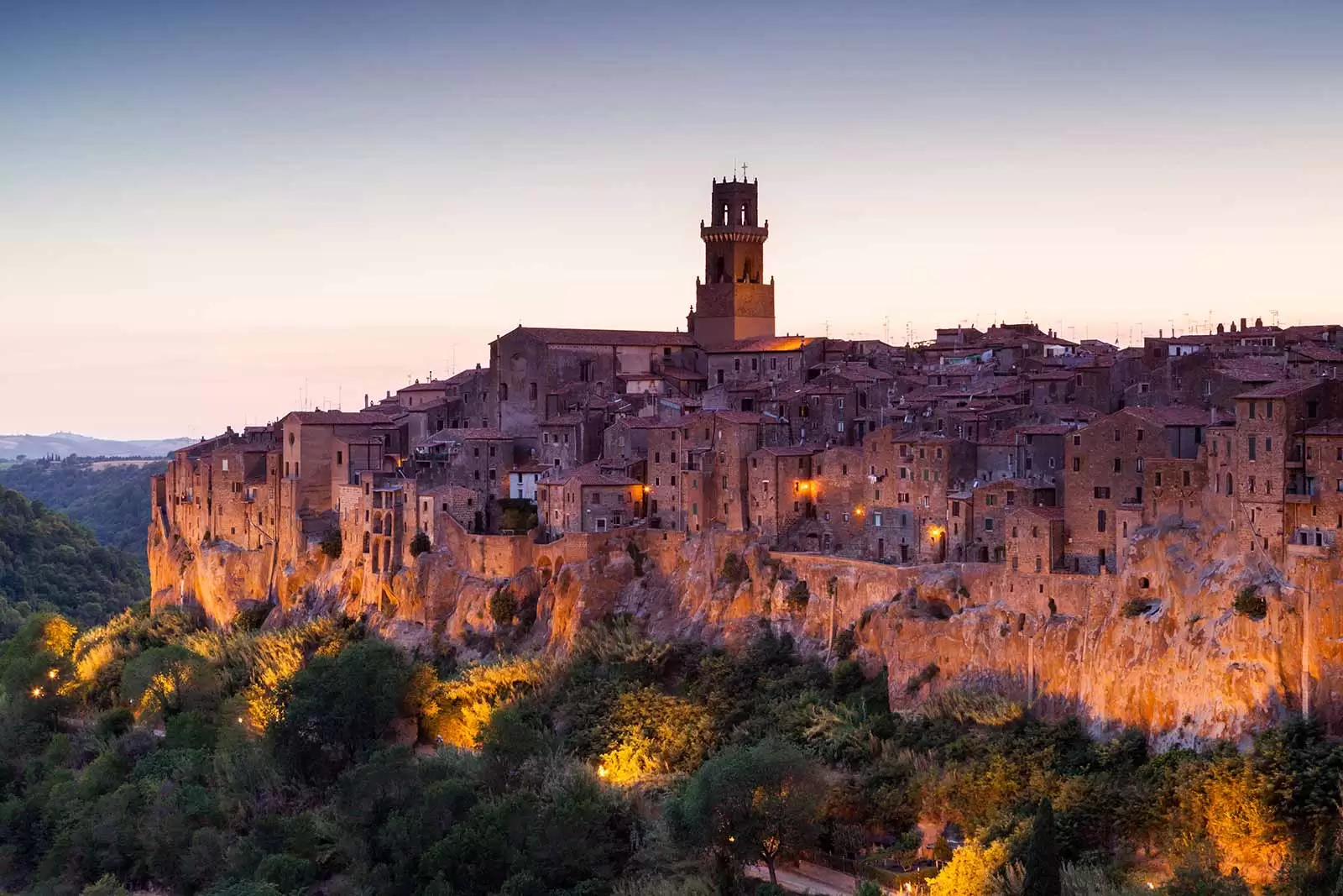 Pitigliano, Village at night.