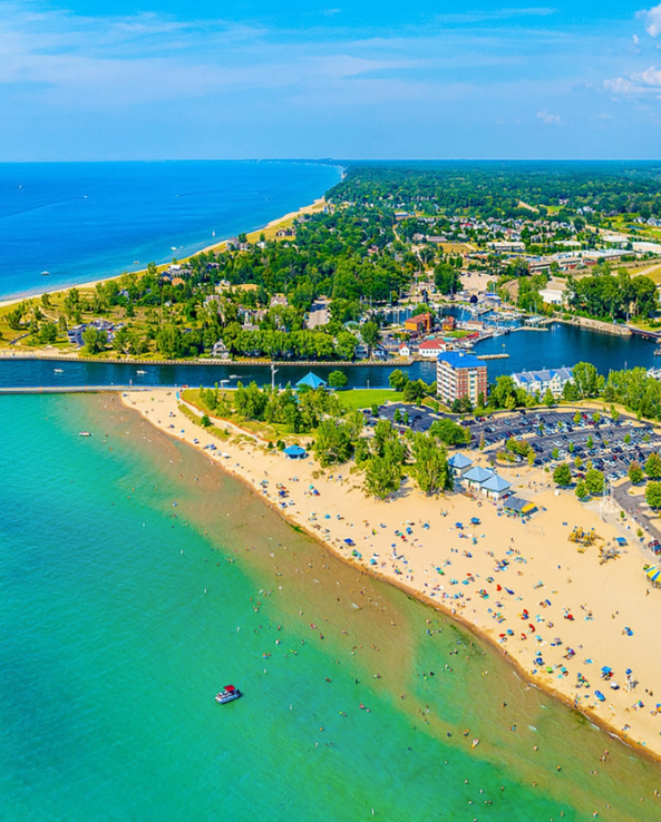 Ariel view of Silver Beach County Park in St. Joseph.