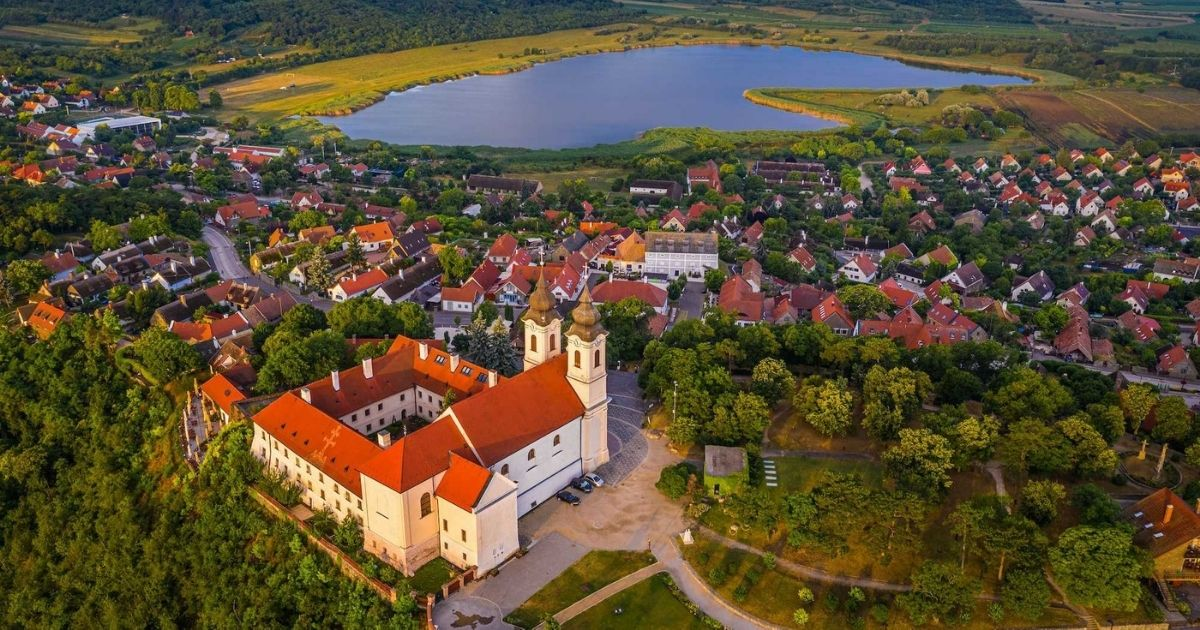 Ariel view of Tihany Village in Hungary near Lake Balaton