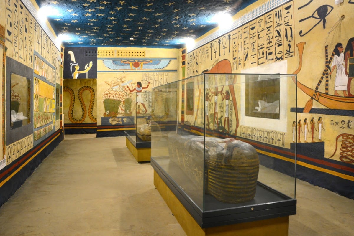 An Egyptian mummy inside the Déri Museum in Hungary.