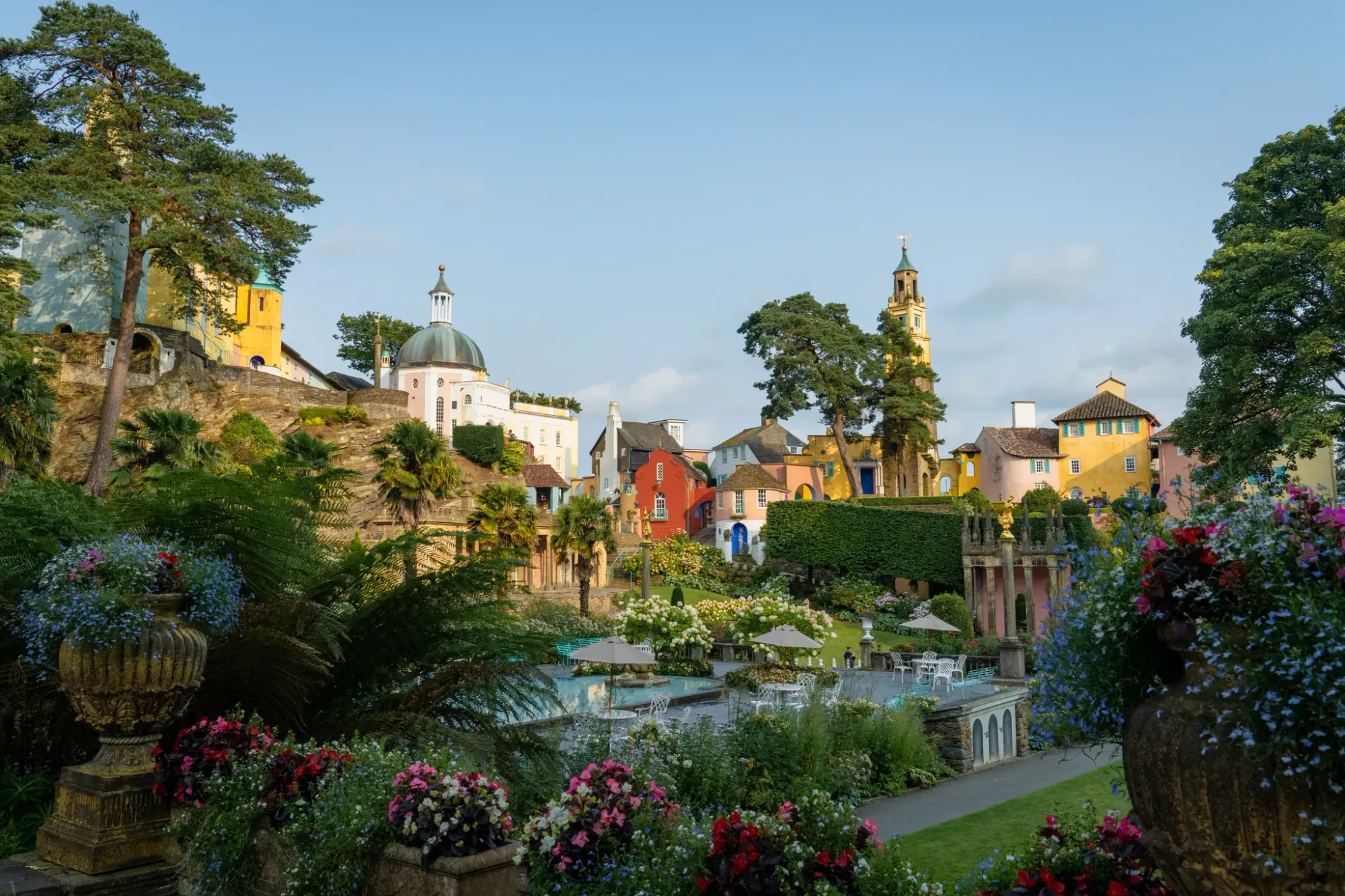 Portmeirion Village in Uk in the summer time.