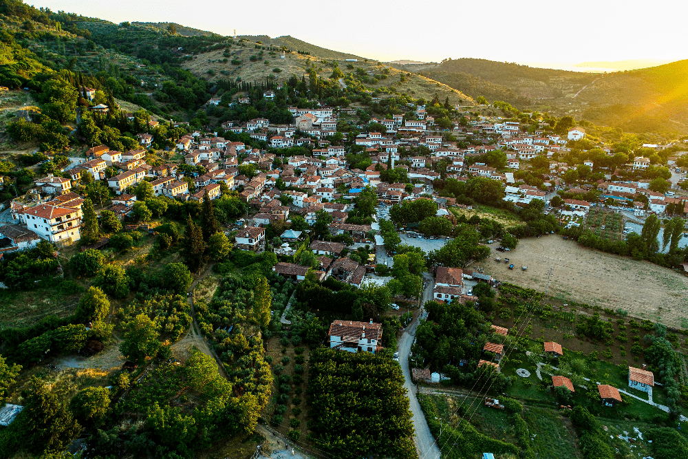 Ariel view of Şirince village in Turkey.