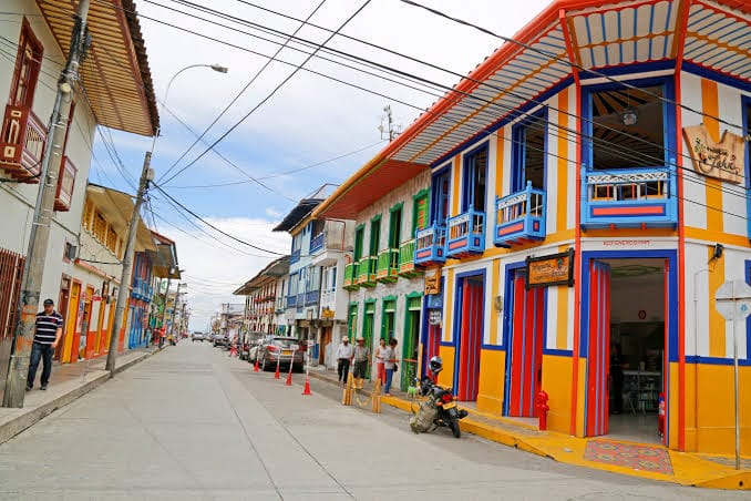 Colorful Buildings in Filandia, Colombia.