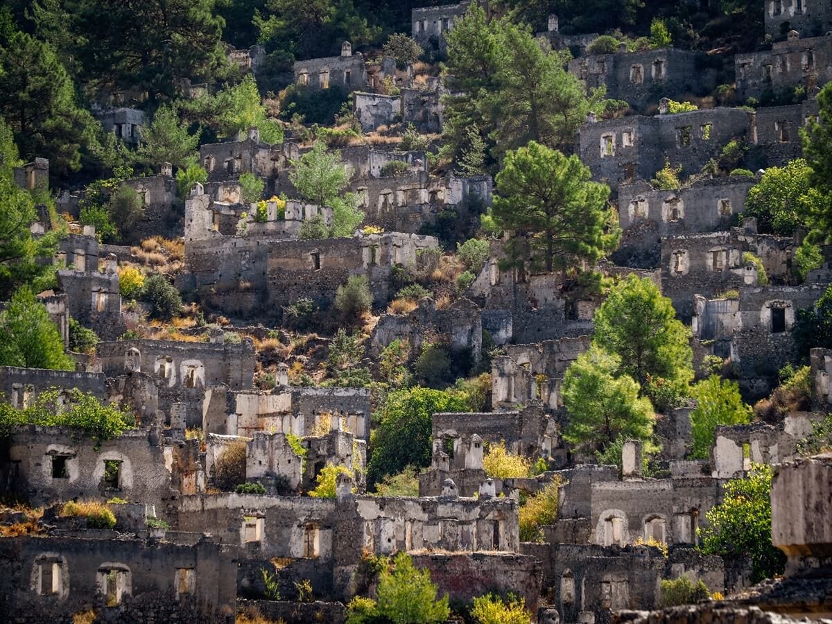 Abandon ancient homes in Kayaköy, Turkey.