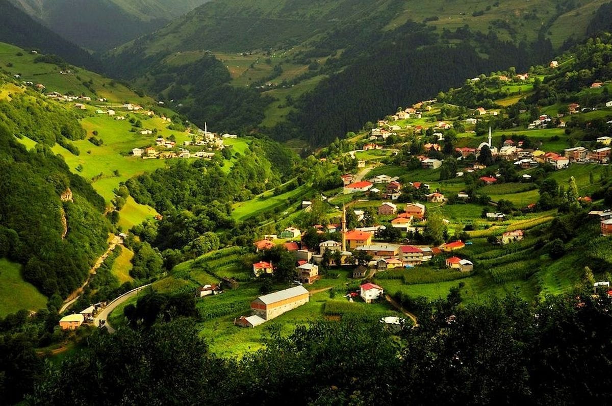 Ariel view of Hamsiköy village in Turkey.