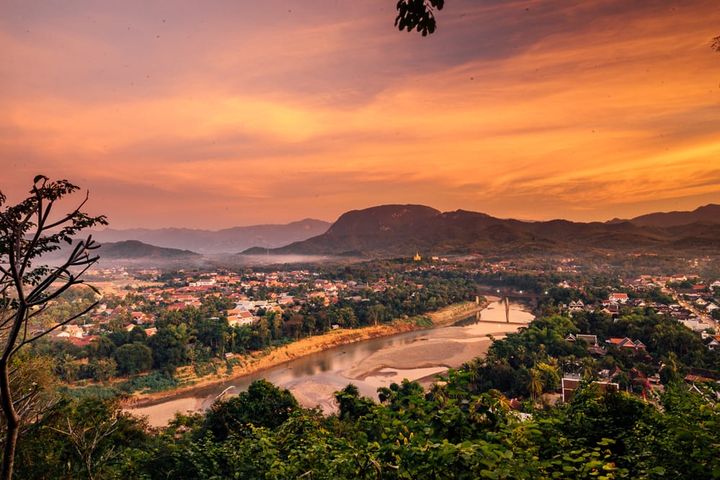 Areli view of a river in Luang Prabang