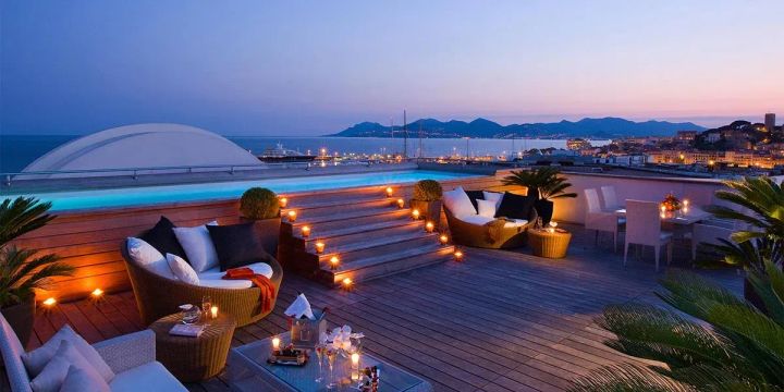 Cannes, France Hotel Patio Overlooking The Sea