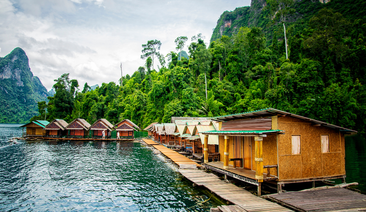 A Floating Resort on a lake inside Khao Sok National Park.