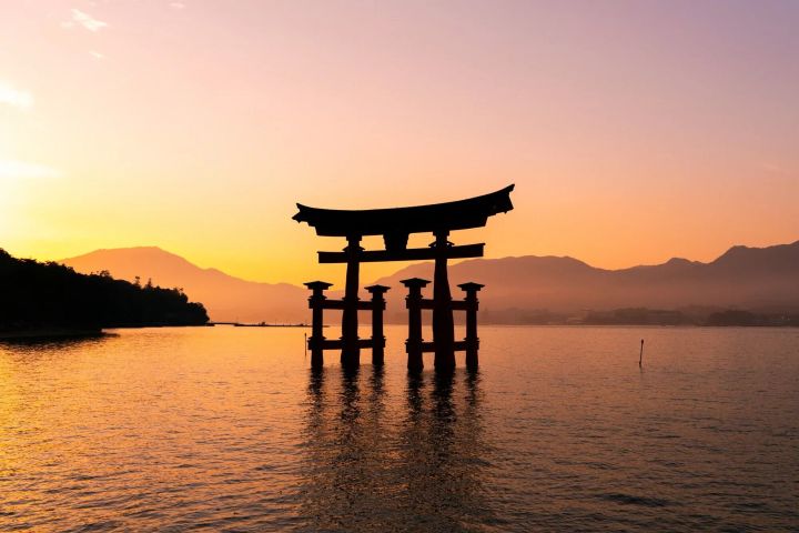 Itsukushima Shrine on Miyajima Island, just off the coast of Hiroshima, Japan
