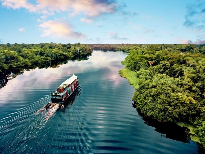 A Boat Cruise on the Amazon River In Colombia.