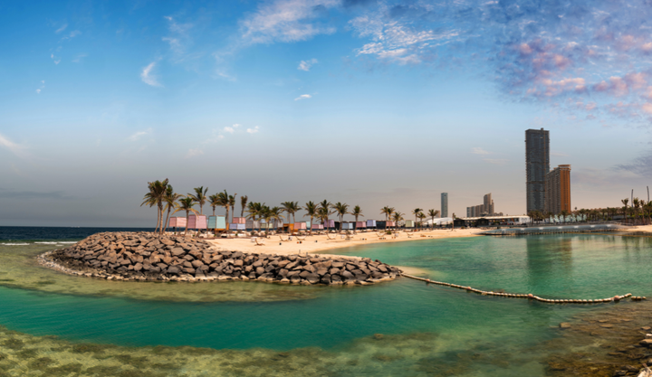 Beach area at Jeddah Corniche in western Saudi Arabia