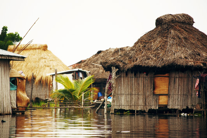 A village on water in Benin, West Africa.