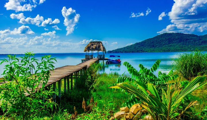 A Beautiful pier on Lake Peten in Guatemala