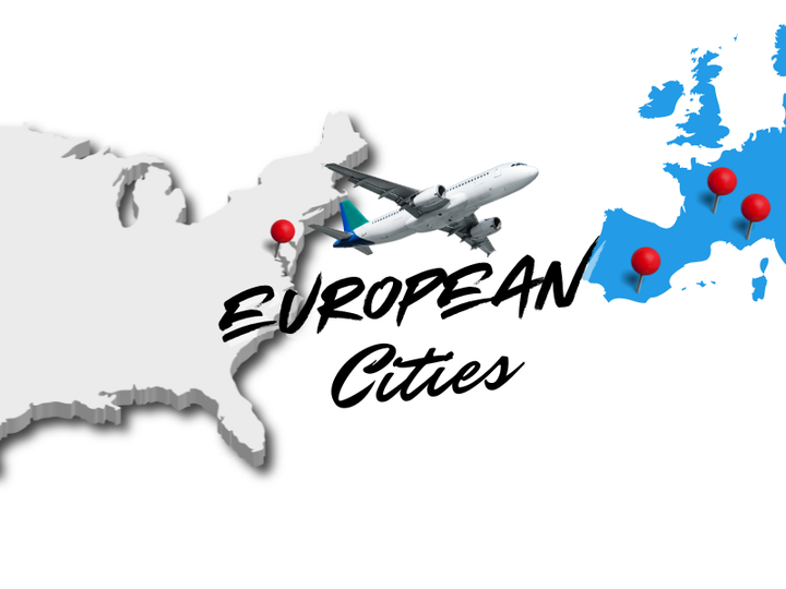 European cities with the cheapest flights from the US.