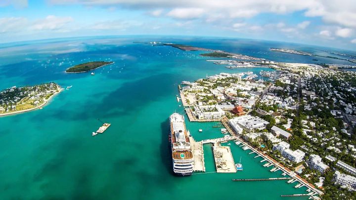 A cruise ship docked in Key West, Florida.