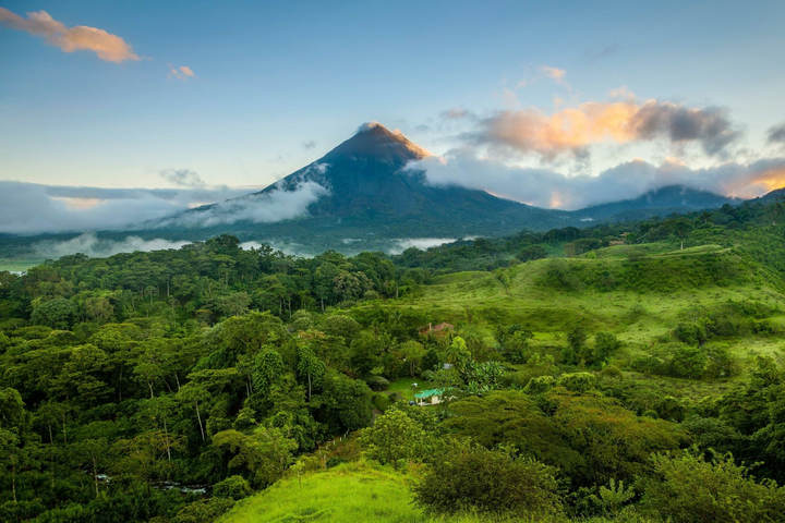 Arenol Volcano in Costa Rica on a sunny day.