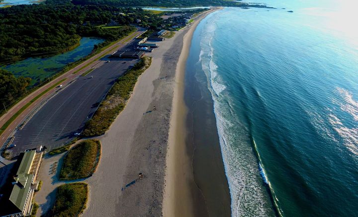 Waves washing on the sandy shores of Narragansett Town Beach in Rhode Island.