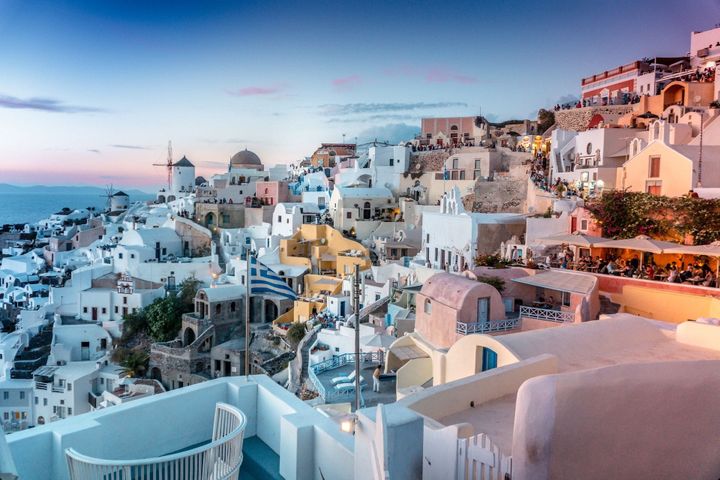 View of the ocean in Santorini, Greece.