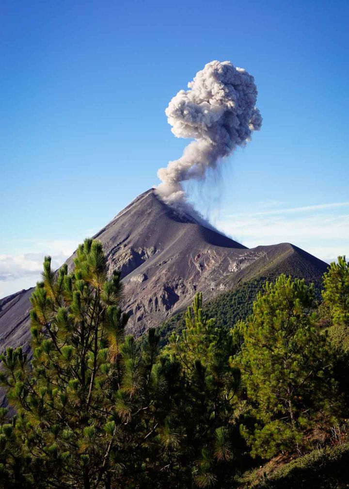 Smoke coming up from the volcano in Volcan Tajumulco National Park