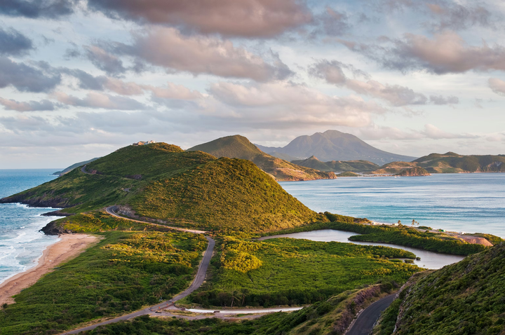 Views of the mountains and ocean in St. Kitts. 
