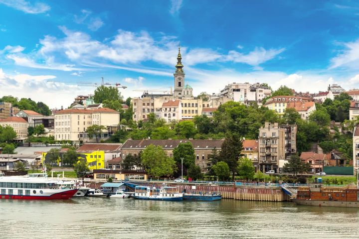 Belgrade, Serbia river front on a sunny day.