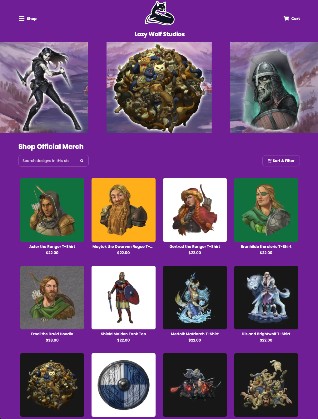View of some (not all) of the designs on Dashery.