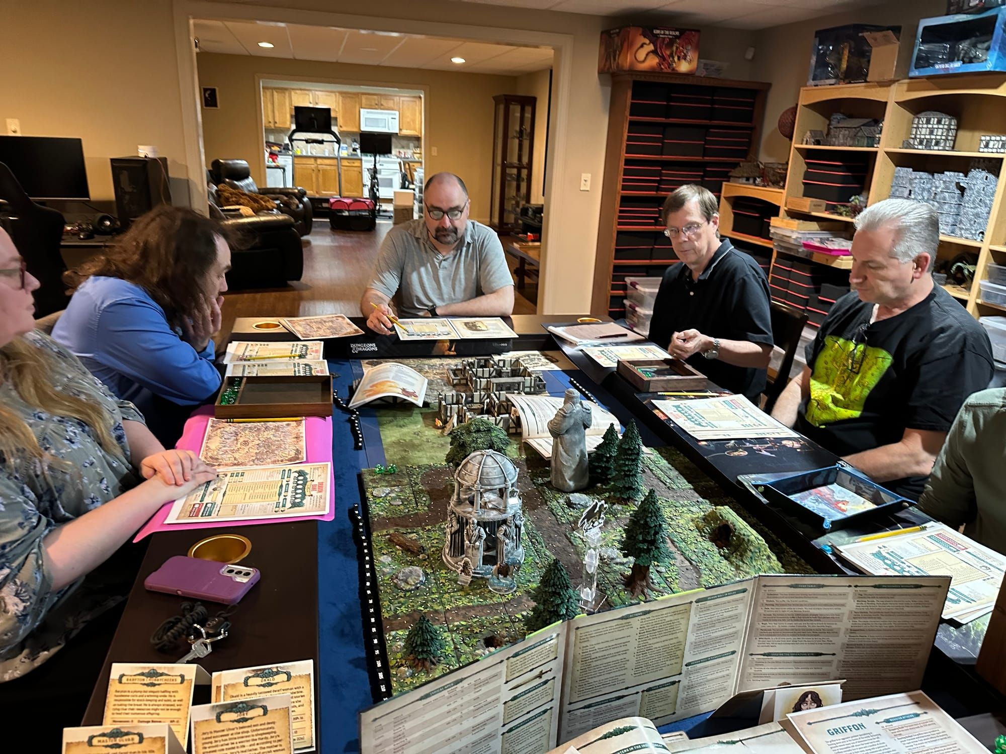 Players around a table, playing Dragonbane. 