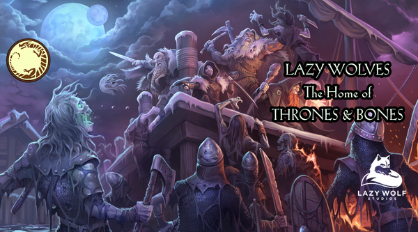 Draugar rising from the waters to assault heroes on a pier. "Lazy Wolves: The Home of Thrones & Bones"