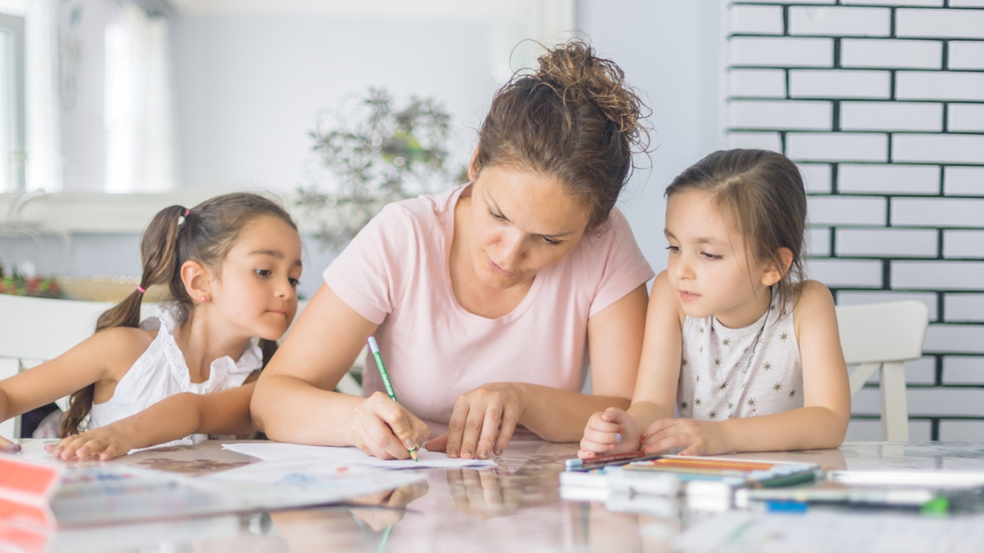 Woman with Kids - At Home Learning Activities