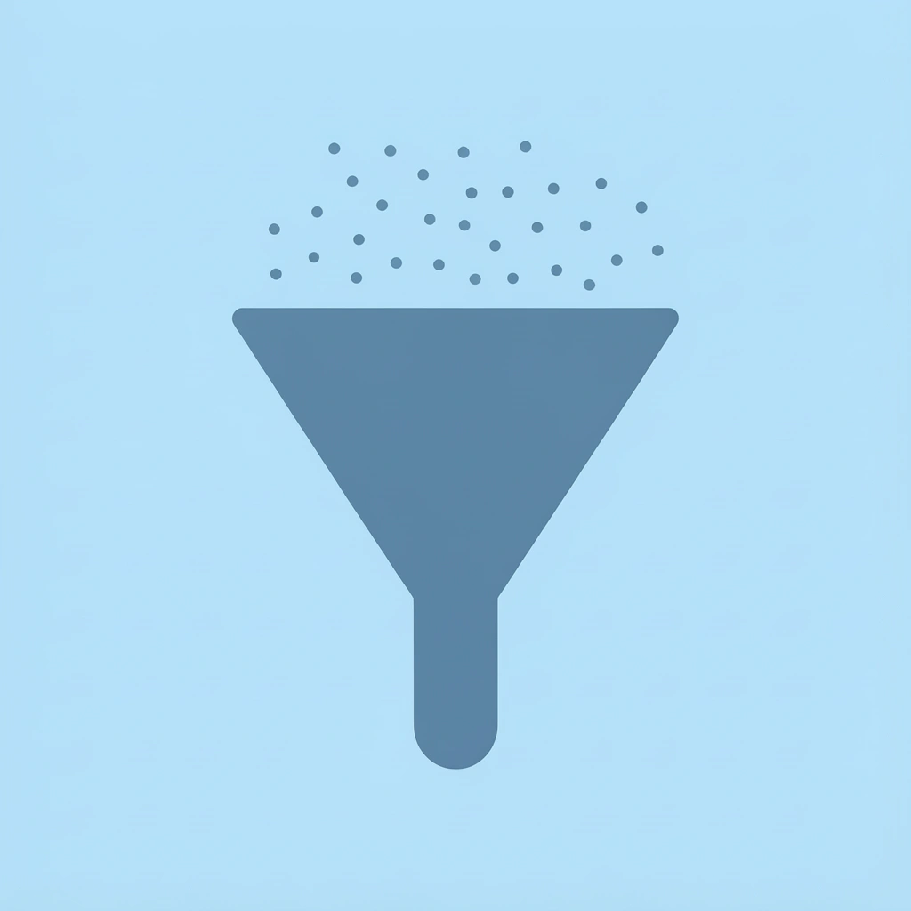 Funnel showing many items filtering down to essential backpack contents