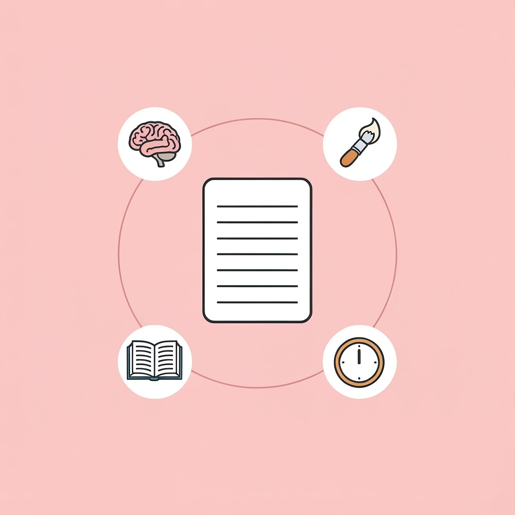 Network diagram showing preschool worksheets in the center connected to fine motor skills, early learning, cognitive development, and creative play