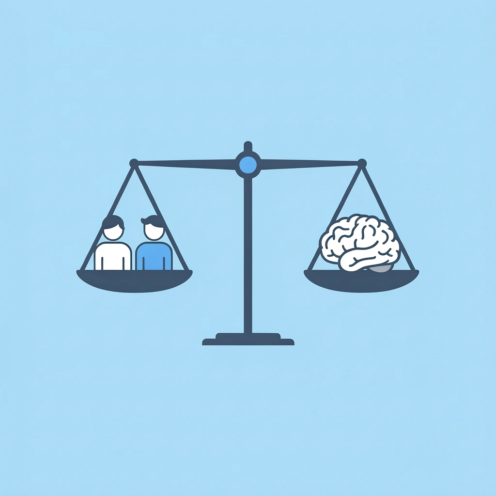 Balance scale comparing Preschool (social skills and play-based learning) versus Pre-K (academic preparation)