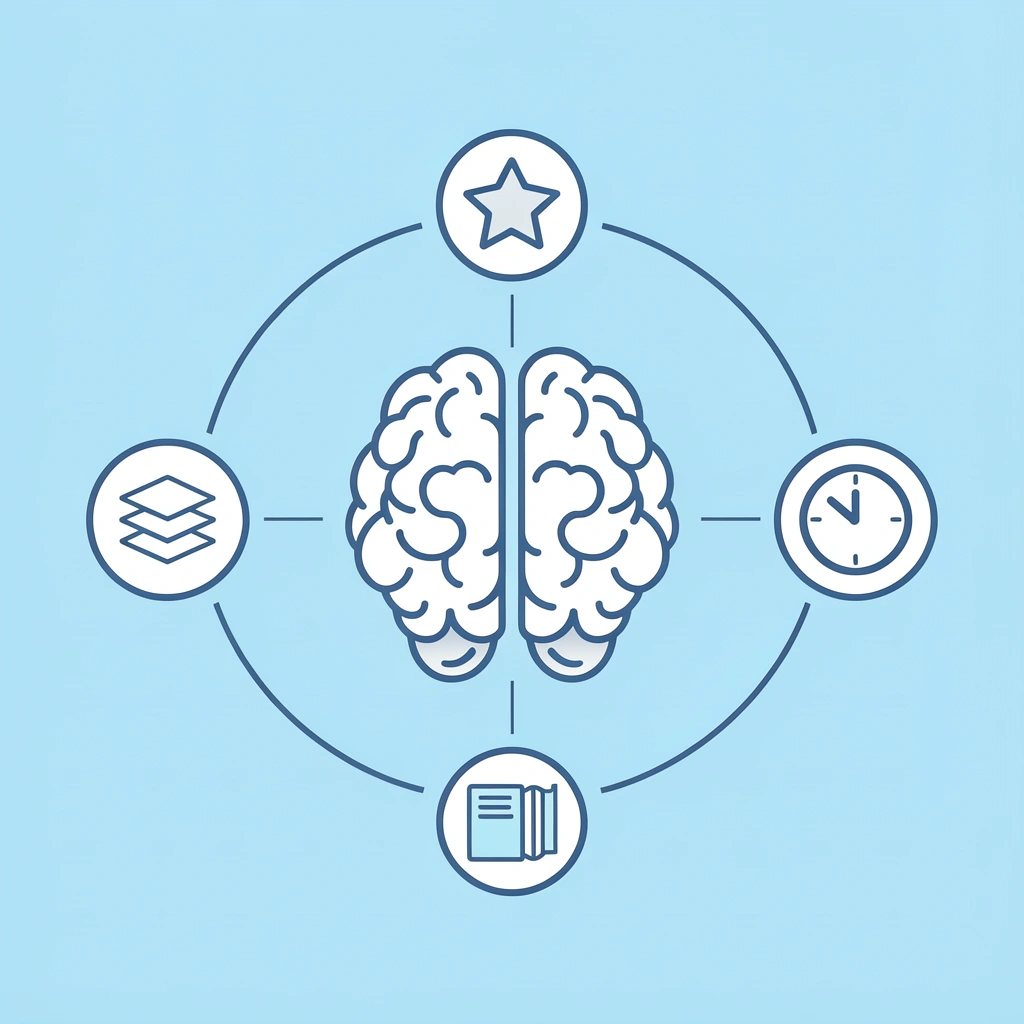 Central hub showing nine interconnected preschool learning areas: early math, literacy, motor development, creative expression, scientific thinking, social studies, and emotional regulation