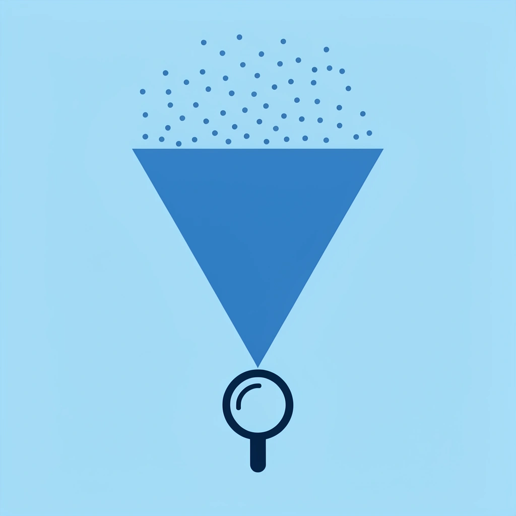 Funnel showing many free online resources being filtered down to quality developmental content