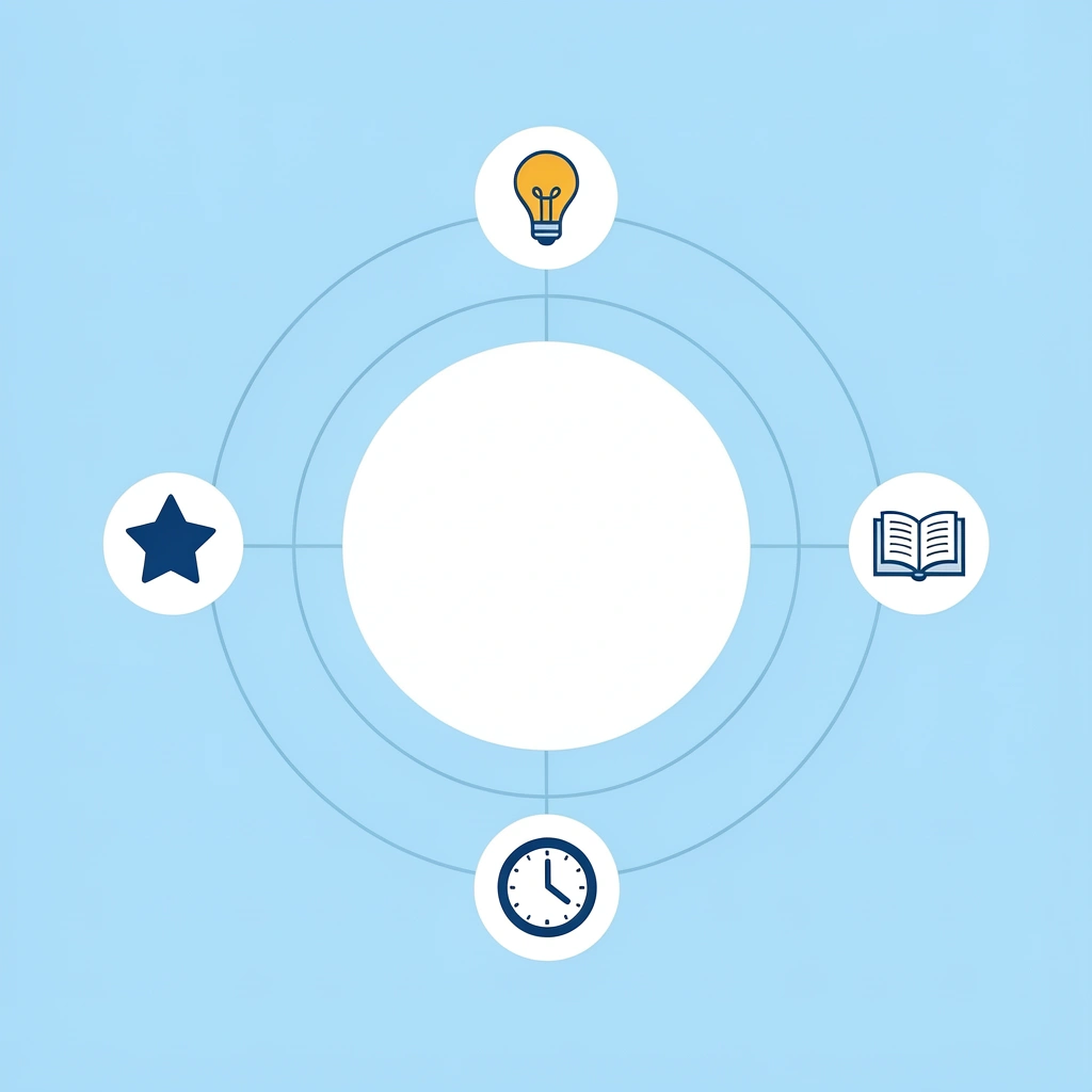 Central hub showing five interconnected learning domains: early reading, basic math, fine motor skills, gross motor skills, and social-emotional awareness